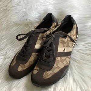 Coach brown cream tan tennis shoe sneaker